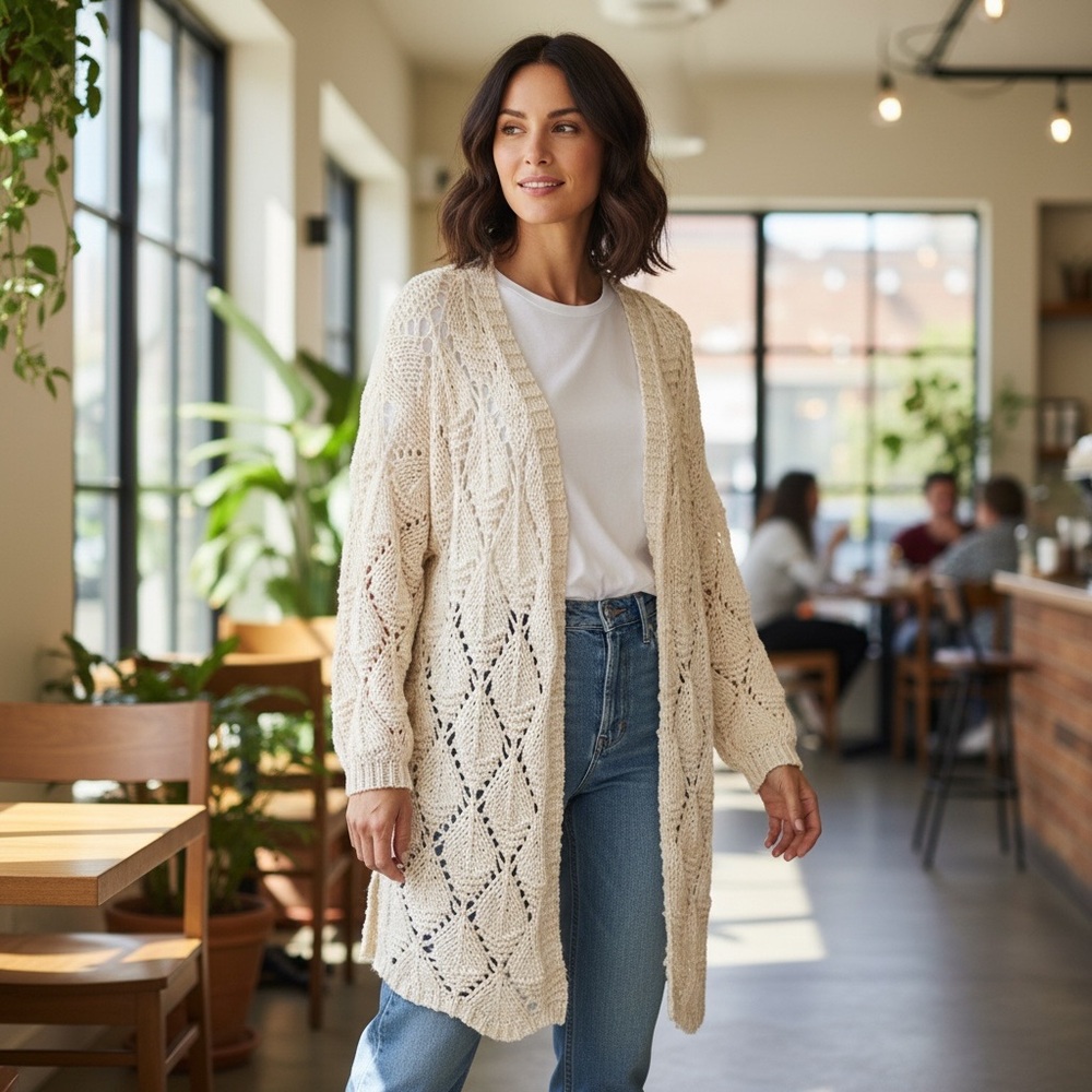 Umgee Crochet Cardigan Cream